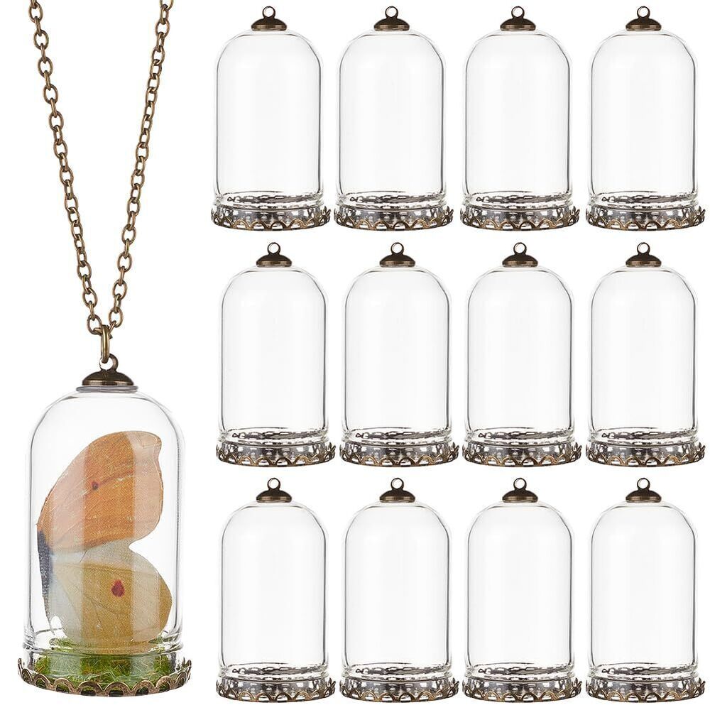 2890 12 Sets Clear Tube Glass Pendant with Findings, 1.8x1 Inch Hollow